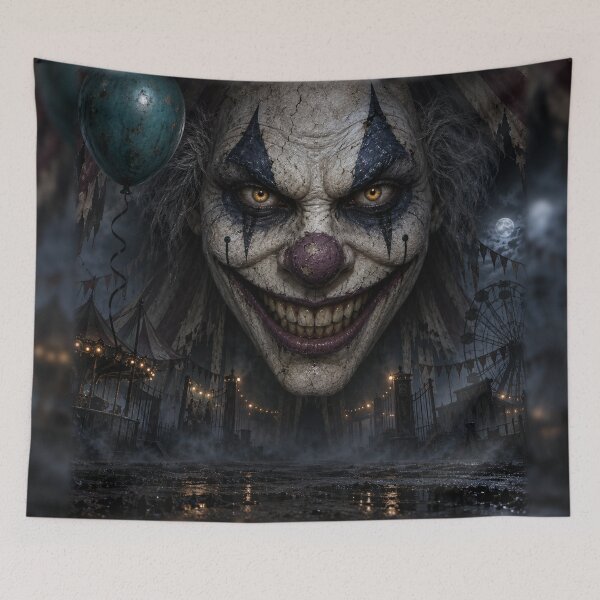 Item preview, Creepy Clown Horror Backdrop – Haunted Carnival Halloween Decor designed and sold by TXLou.