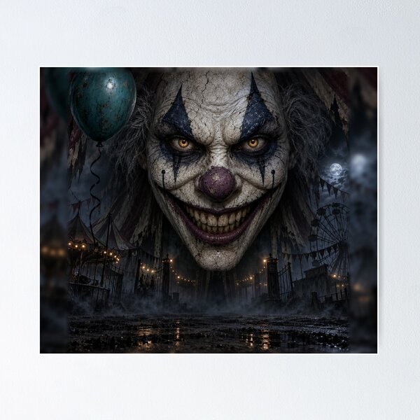 Item preview, Fondo de terror con payaso espeluznante – Decoración de Halloween para carnaval embrujado designed and sold by TXLou.