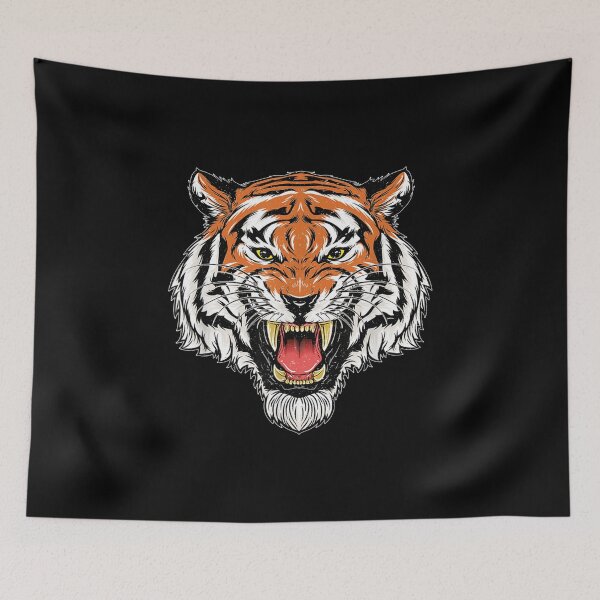 Item preview, Growling Bengal Tiger Face – Retro Vintage Wild Cat  designed and sold by ObukiLantara.