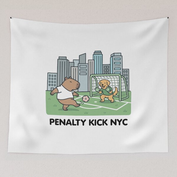 Item preview, Penalty Kick NYC Capybara Soccer designed and sold by LANCELIAMS.