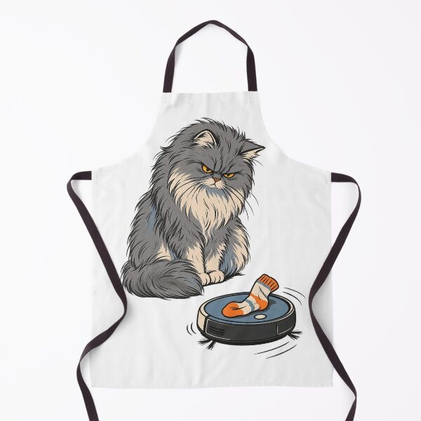 Item preview, Grumpy Gray Cat Versus the Robot Vacuum designed and sold by SiripornSeaynng.