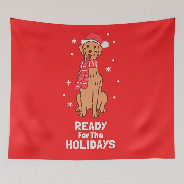 Item preview, Golden Retriever Dog sitting in Santa Hat and Winter Scarf designed and sold by monkik.