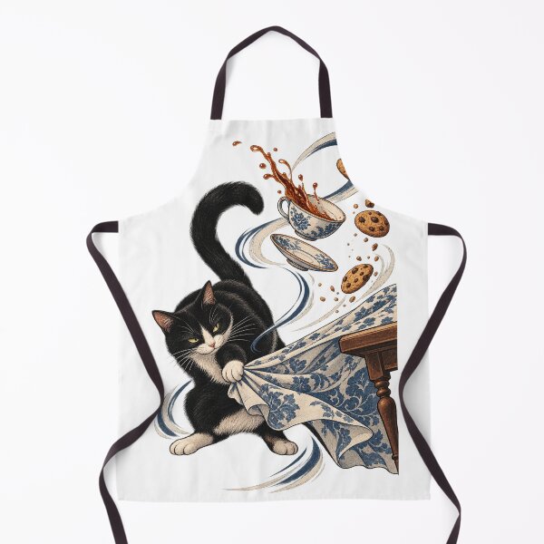 Item preview, Tuxedo Cat Causing Tea Table Chaos designed and sold by SiripornSeaynng.