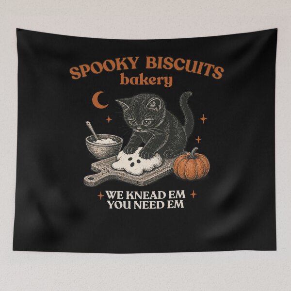Item preview, Retro Funny Spooky Biscuits Club Cat Lovers Pastry Halloween designed and sold by KatieThomShop.