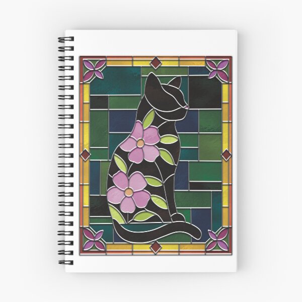 Item preview, Floral Black Cat Stained Glass designed and sold by EJs .