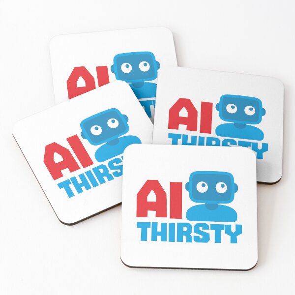 Item preview, AI THIRSTY - STICKER, AI, IT, INFORMATIVE, TYPOGRAPHY, WARN, CARE designed and sold by 440CREATIVES.