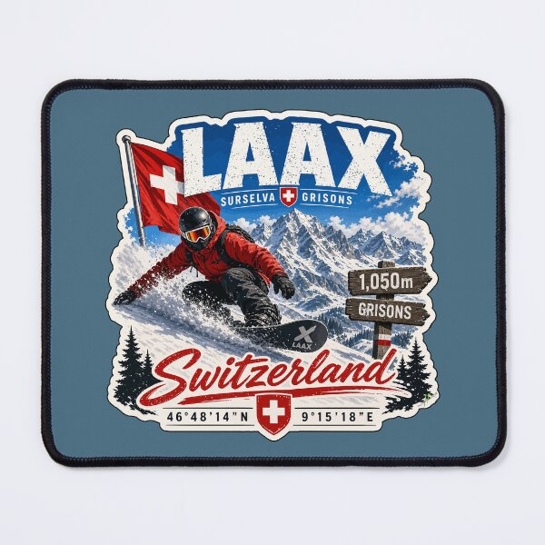 Item preview, Laax Ski Switzerland Snowboarding Skiing Alps Sticker TShirt 07 designed and sold by OuterShellUK.
