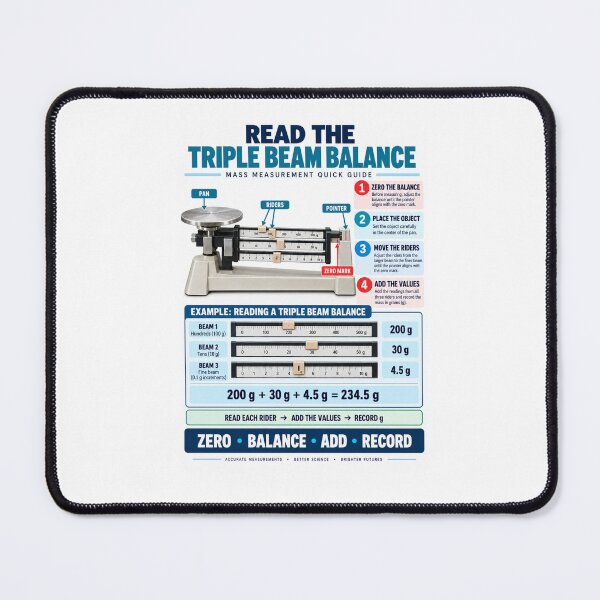Item preview, Triple Beam Balance Mass Measurement Quick Guide | Science Classroom Poster designed and sold by astersgraphics.