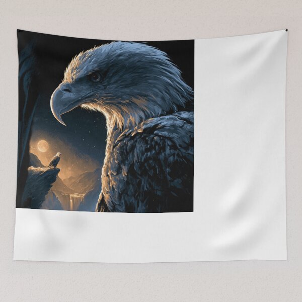Item preview, Majestic Bald Eagle Moonlit Mountain Wildlife Art designed and sold by NicolasGlowArt.