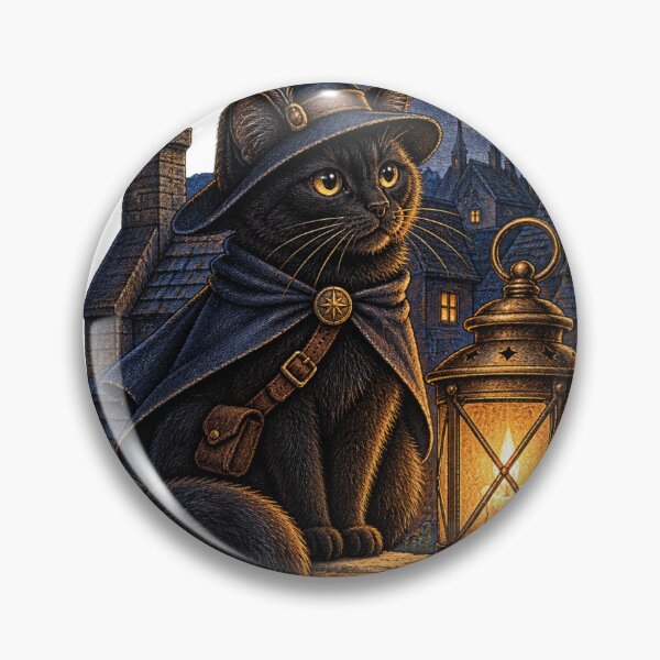 Item preview, Black Cat Night Watchman Under a Crescent Moon designed and sold by SiripornSeaynng.