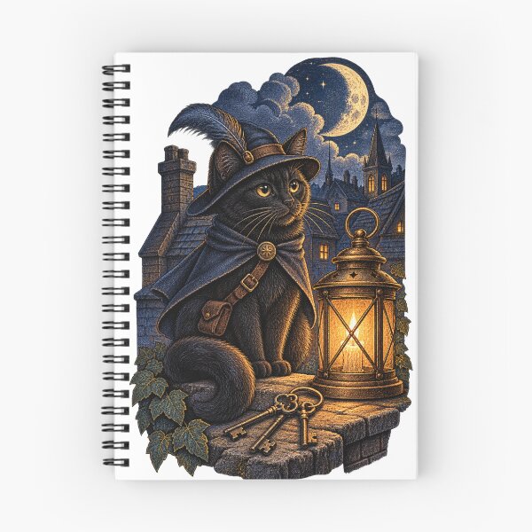 Item preview, Black Cat Night Watchman Under a Crescent Moon designed and sold by SiripornSeaynng.