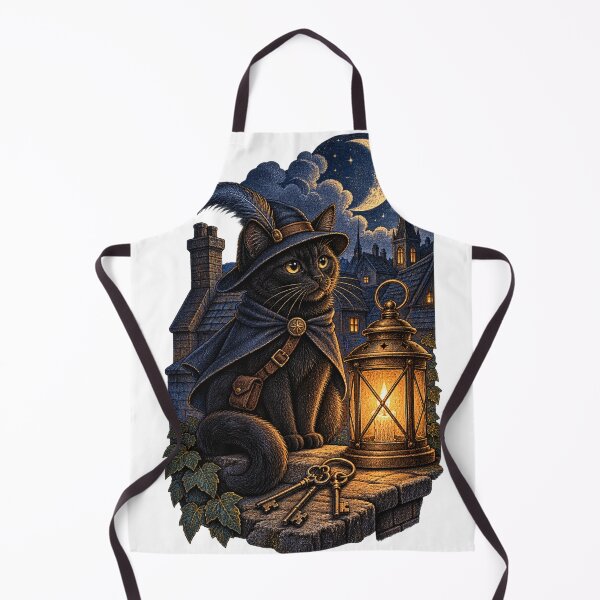 Item preview, Black Cat Night Watchman Under a Crescent Moon designed and sold by SiripornSeaynng.