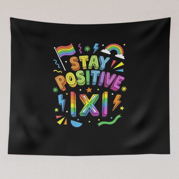 Item preview, Stay Positive Rainbow Retro Typography Cute Positive Quote Design designed and sold by AnimeSH9.