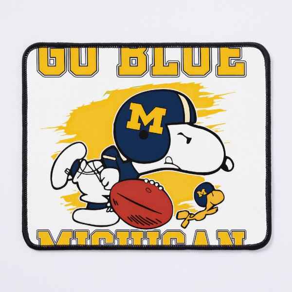 Item preview, Snoopy GO BLUE MICHIGAN Football designed and sold by RetroRiotPrints.