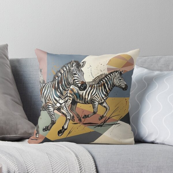 Item preview, Expressive Zebra Herd Canvas Print | Mid-Century Modern Wildlife Wall Art | Geometric Sunburst Safari Poster | Painted Zebra Fine Art Print designed and sold by SergioMiklos.