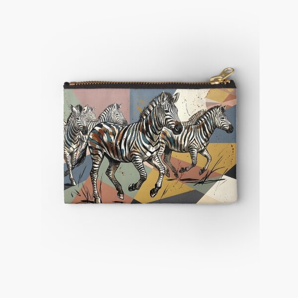 Item preview, Expressive Zebra Herd Canvas Print | Mid-Century Modern Wildlife Wall Art | Geometric Sunburst Safari Poster | Painted Zebra Fine Art Print designed and sold by SergioMiklos.