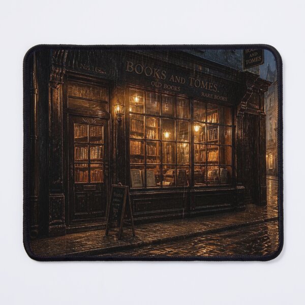Item preview, Books and Tomes Gothic Bookstore Rainy Night designed and sold by LazyDayzCo.