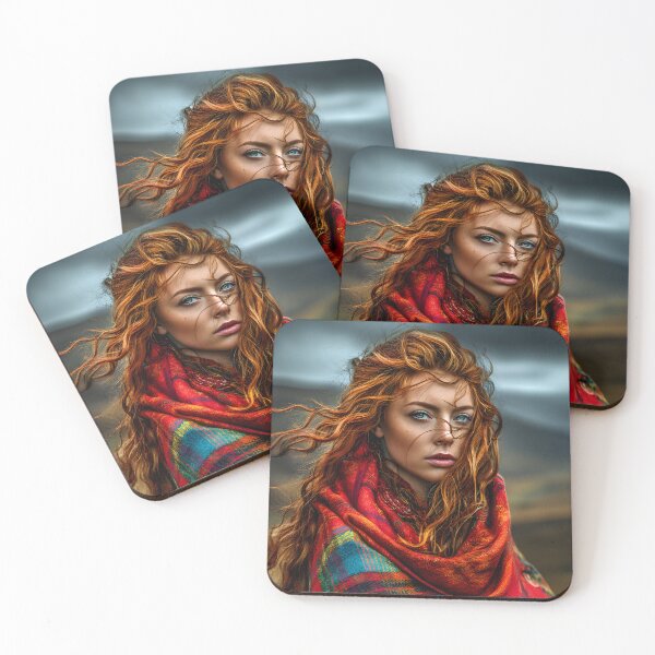 Item preview, Enchanting Woman in Vibrant Red Shawl Outdoors designed and sold by Artessie.