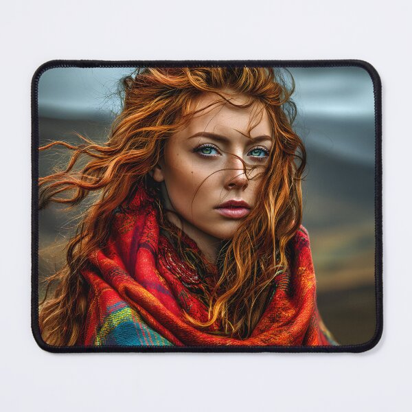 Item preview, Enchanting Woman in Vibrant Red Shawl Outdoors designed and sold by Artessie.