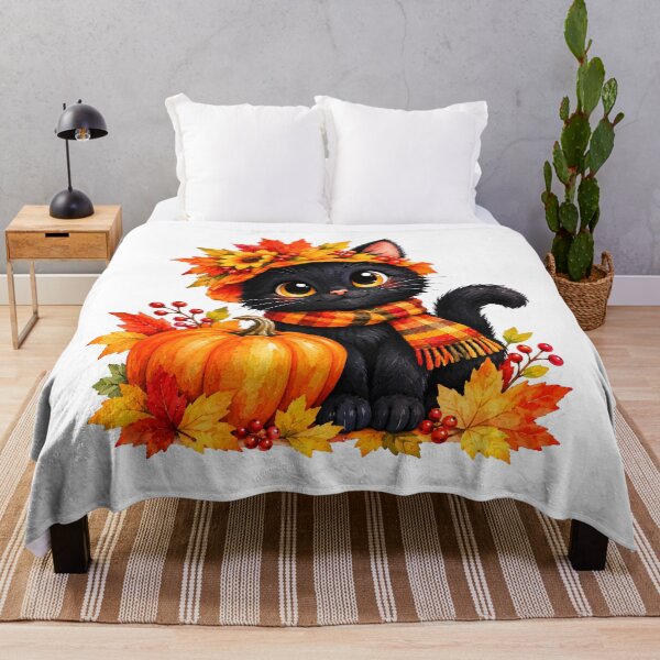 Item preview, Cute Black Cat Pumpkin Fall Autumn designed and sold by trendspatterns.