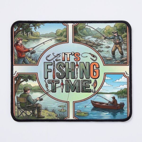 Item preview, It's Fishing Time - Fisherman Vintage Collage Art designed and sold by Stefanrajzer.