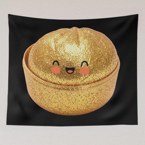 Item preview, Golden Glitter Squishy Dumpling in Bamboo Steamer – Sparkly Kawaii designed and sold by EmeraldeaArt.
