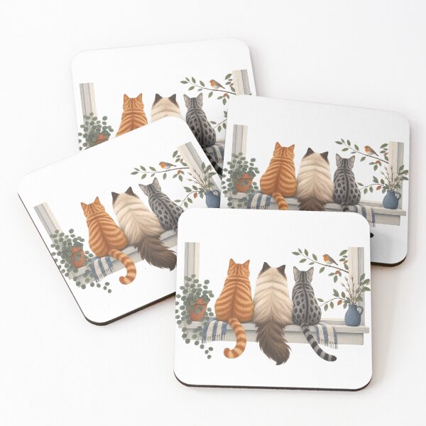 Item preview, Three Cats Watching a Bird at the Window designed and sold by SiripornSeaynng.