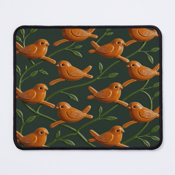 Item preview, Terracotta Ceramic Birds on Green Branches - Rustic Nature Pattern designed and sold by Breezes-of-Ida.
