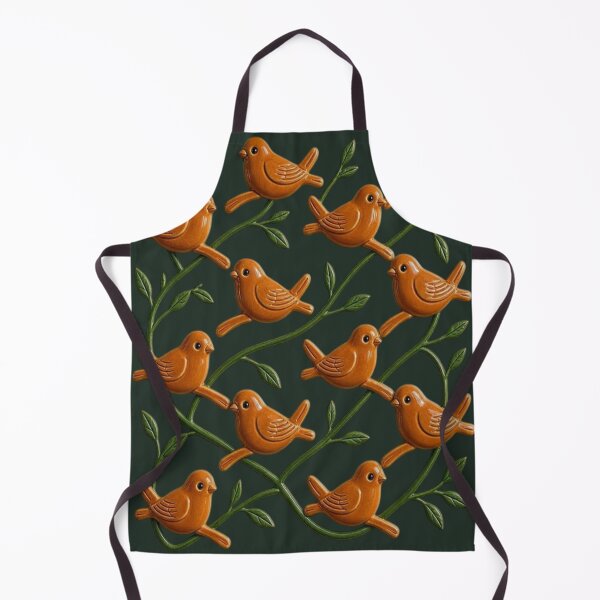 Item preview, Terracotta Ceramic Birds on Green Branches - Rustic Nature Pattern designed and sold by Breezes-of-Ida.