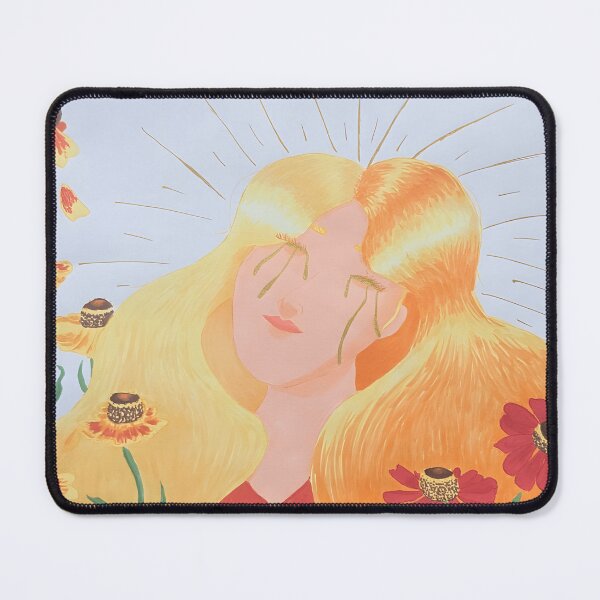 Item preview, Golden Hair Floral Portrait with Melancholy Tears designed and sold by leticiartic.