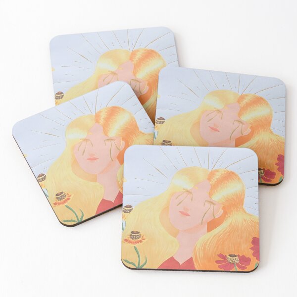 Item preview, Golden Hair Floral Portrait with Melancholy Tears designed and sold by leticiartic.