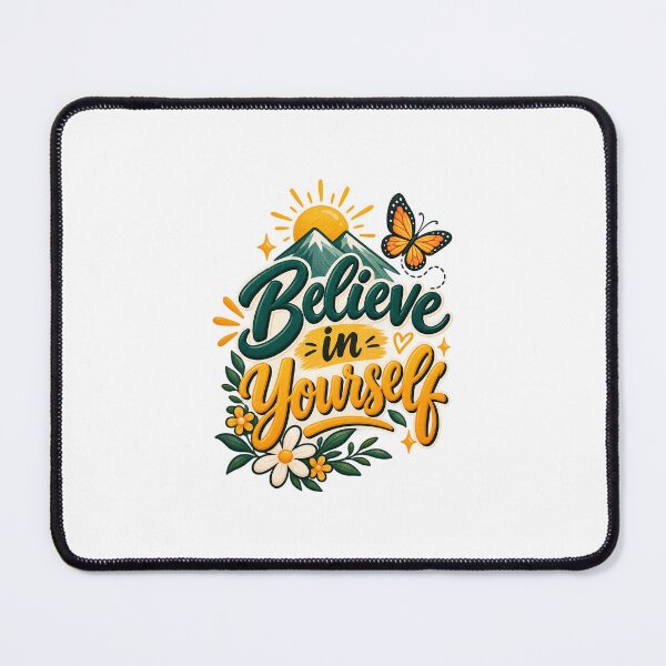 Item preview, Believe in Yourself Cute Retro Mountains and Butterfly Typography Design designed and sold by SimsimahLaughs.