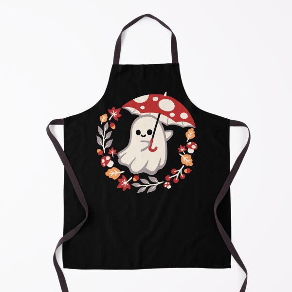 Item preview, Cute Ghost with Mushroom Umbrella - Cozy Autumn Fall Foliage Art designed and sold by NemiMakeit.