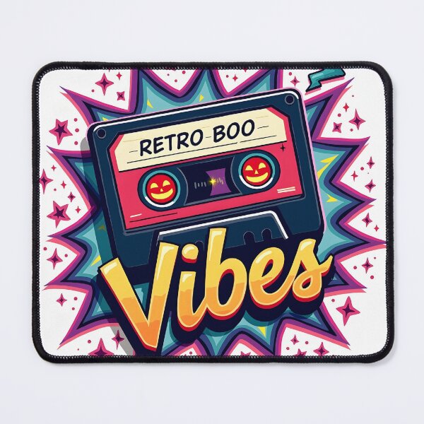 Item preview, 70s-inspired graphic featuring a stylized cassette tape with orange jack-o-lantern eyes designed and sold by MilaPrintify.