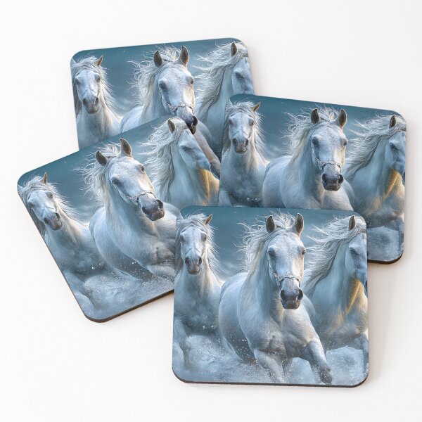 Item preview, Majestic White Horses Galloping Through a Winter Scene designed and sold by Artessie.