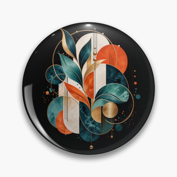 Item preview, Modern Abstract Botanical Art – Teal Orange Geometry designed and sold by D69 Designs.