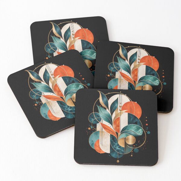 Item preview, Modern Abstract Botanical Art – Teal Orange Geometry designed and sold by D69 Designs.