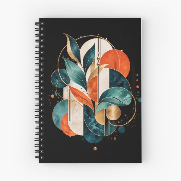 Item preview, Modern Abstract Botanical Art – Teal Orange Geometry designed and sold by D69 Designs.