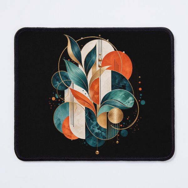 Item preview, Modern Abstract Botanical Art – Teal Orange Geometry designed and sold by D69 Designs.