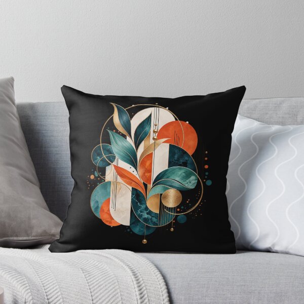 Item preview, Modern Abstract Botanical Art – Teal Orange Geometry designed and sold by D69 Designs.