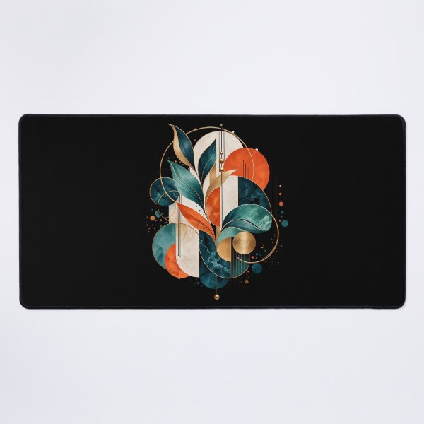 Item preview, Modern Abstract Botanical Art – Teal Orange Geometry designed and sold by D69 Designs.