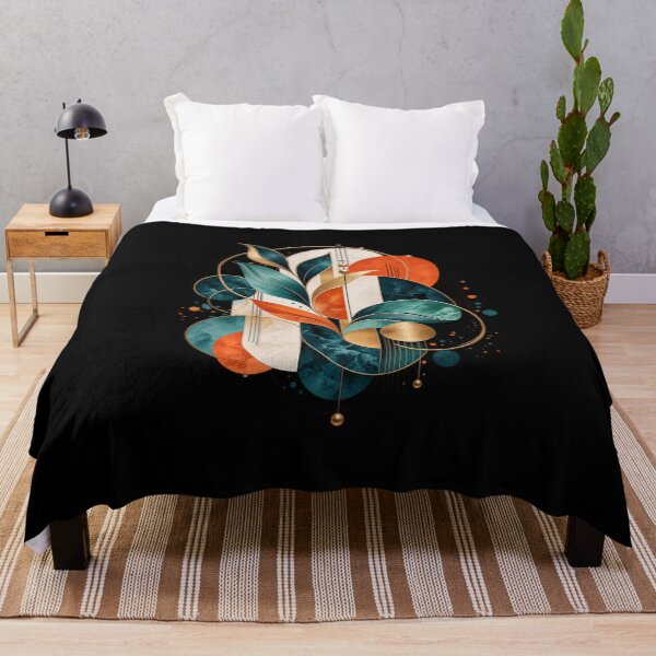 Item preview, Modern Abstract Botanical Art – Teal Orange Geometry designed and sold by D69 Designs.