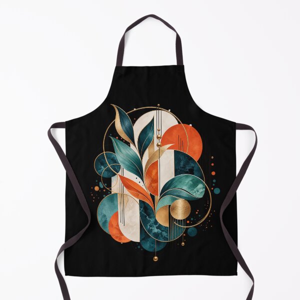 Item preview, Modern Abstract Botanical Art – Teal Orange Geometry designed and sold by D69 Designs.