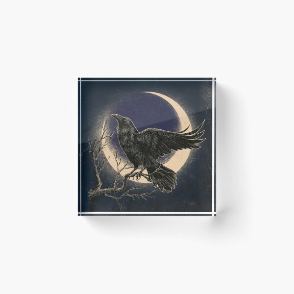 Item preview, Dark Raven Crescent Moon Gothic Art designed and sold by NicolasGlowArt.