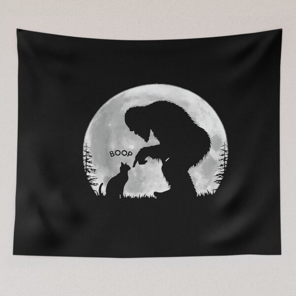 Item preview, Fun Hand Boop Nose Bigfoot Sasquatch Cat Full Moon designed and sold by ObukiLantara.
