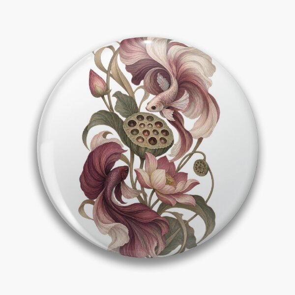 Item preview, Betta Fish Among Vintage Lotus Flowers designed and sold by SiripornSeaynng.