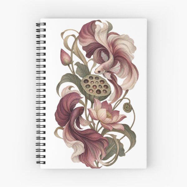 Item preview, Betta Fish Among Vintage Lotus Flowers designed and sold by SiripornSeaynng.