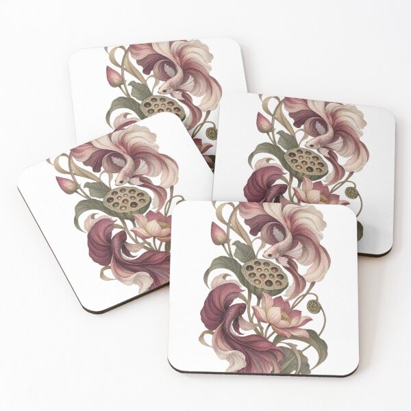 Item preview, Betta Fish Among Vintage Lotus Flowers designed and sold by SiripornSeaynng.