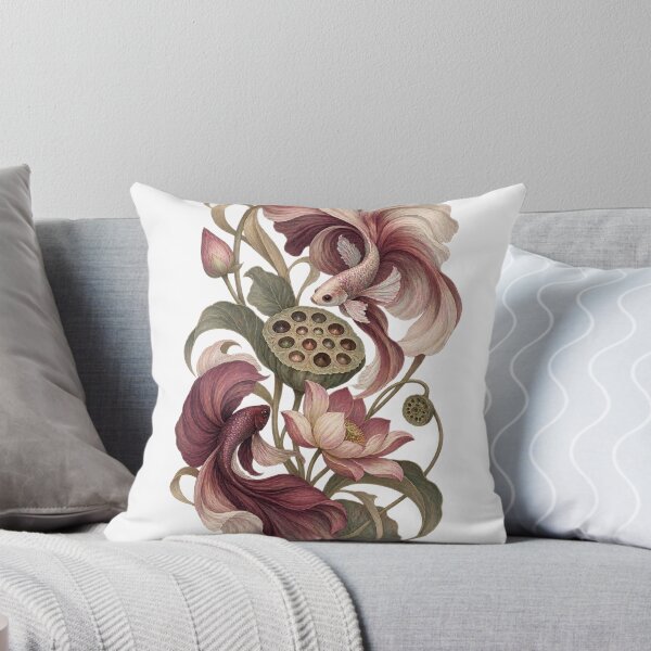 Item preview, Betta Fish Among Vintage Lotus Flowers designed and sold by SiripornSeaynng.