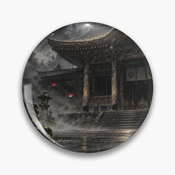 Item preview, Crimson Petals, Empty Temple – Japanese Ukiyo-e Night Art designed and sold by yuryu14yutaka.